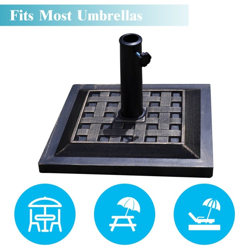 Pronssinen neliö aurinkovarjon jalusta terassille ja parvekkeelle