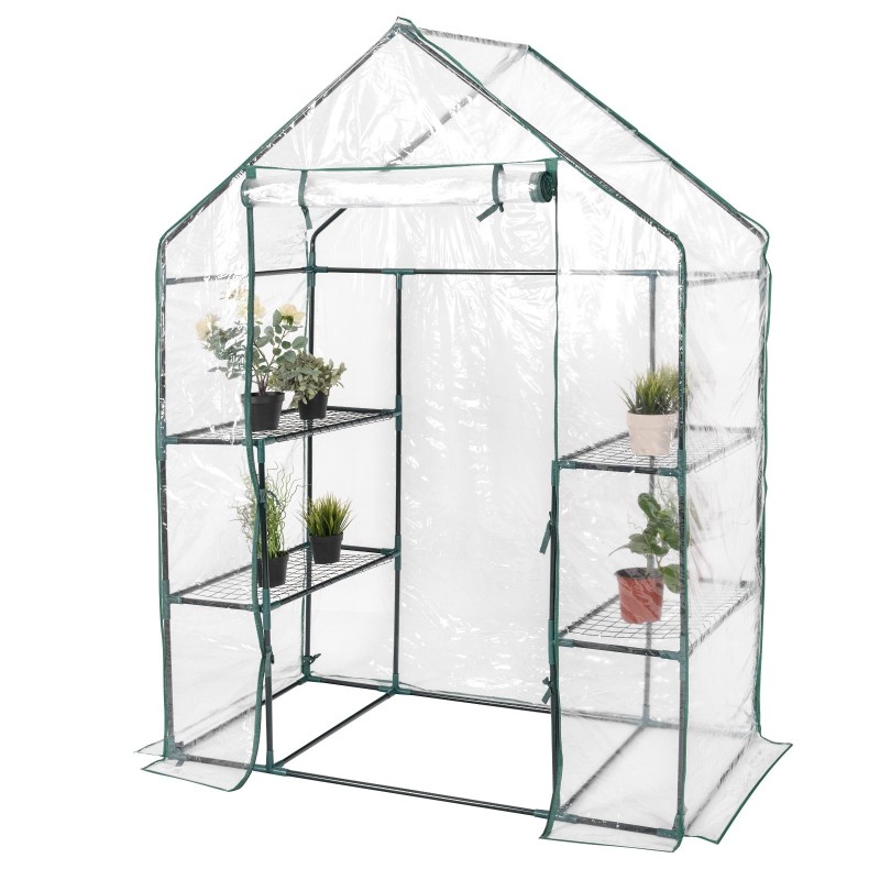 Käveltävä mini kasvihuone 3 tasoa 4 hyllyä läpinäkyvä