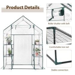 Käveltävä mini kasvihuone 3 tasoa 4 hyllyä läpinäkyvä