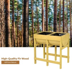 Keltainen puinen korkea kukkapenkki puutarhaan ja parvekkeelle