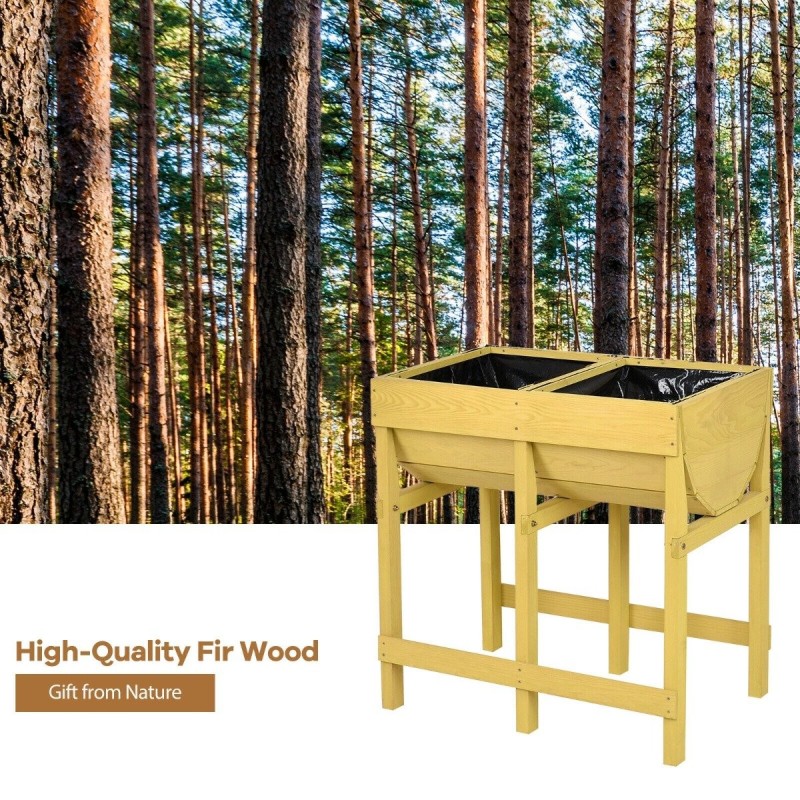 Keltainen puinen korkea kukkapenkki puutarhaan ja parvekkeelle