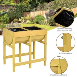 Keltainen puinen korkea kukkapenkki puutarhaan ja parvekkeelle