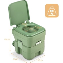 Kannettava vihreä retkivessa 20L irrotettavalla säiliöllä