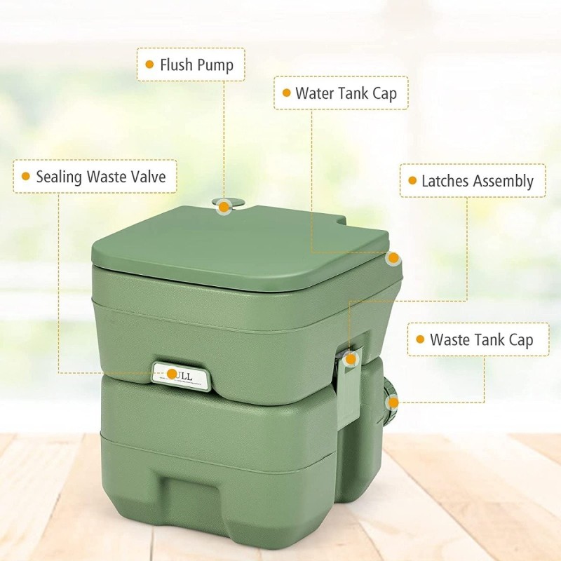 Kannettava vihreä retkivessa 20L irrotettavalla säiliöllä