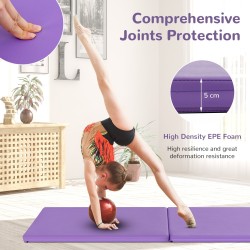 Taitettava voimistelumatto kantokahvoilla ja tarranauhalla - lila