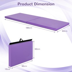 Taitettava voimistelumatto kantokahvoilla ja tarranauhalla - lila