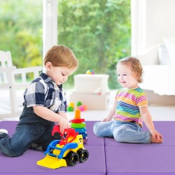 Taitettava voimistelumatto kantokahvoilla ja tarranauhalla - lila