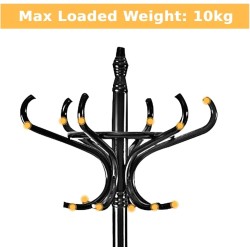 Vapaasti seisova musta puinen naulakko sateenvarjotelineellä