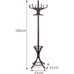 Lattialla seisova hattuteline sateenvarjotelineellä, mahonki