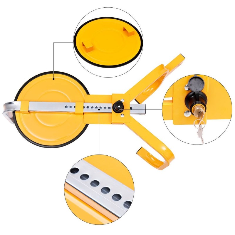 Keltainen säädettävä varkaudenesto radkralle 13-15 tuuman renkaille