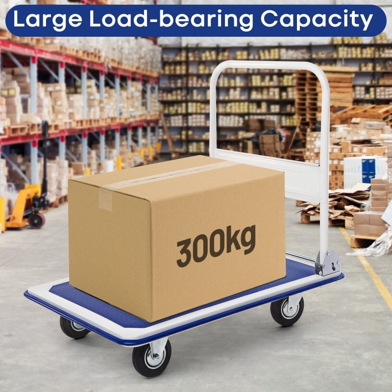 Sinivalkoinen monikäyttöinen plattformwagen 300 kg kantavuus