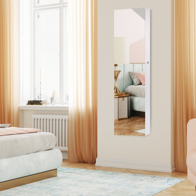 Korukaappi seinäpeilillä ja LED-valaistuksella, valkoinen