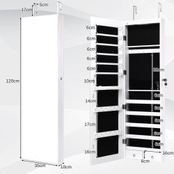 Korukaappi seinäpeilillä ja LED-valaistuksella, valkoinen