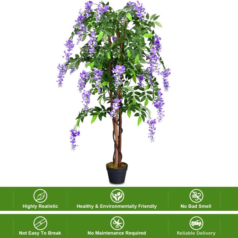 150 cm lila tekofikuspuu kolmella luonnonrungolla