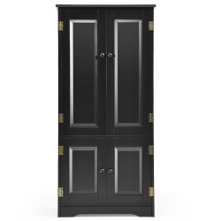 Musta monikäyttöinen kaappi säädettävillä hyllyillä