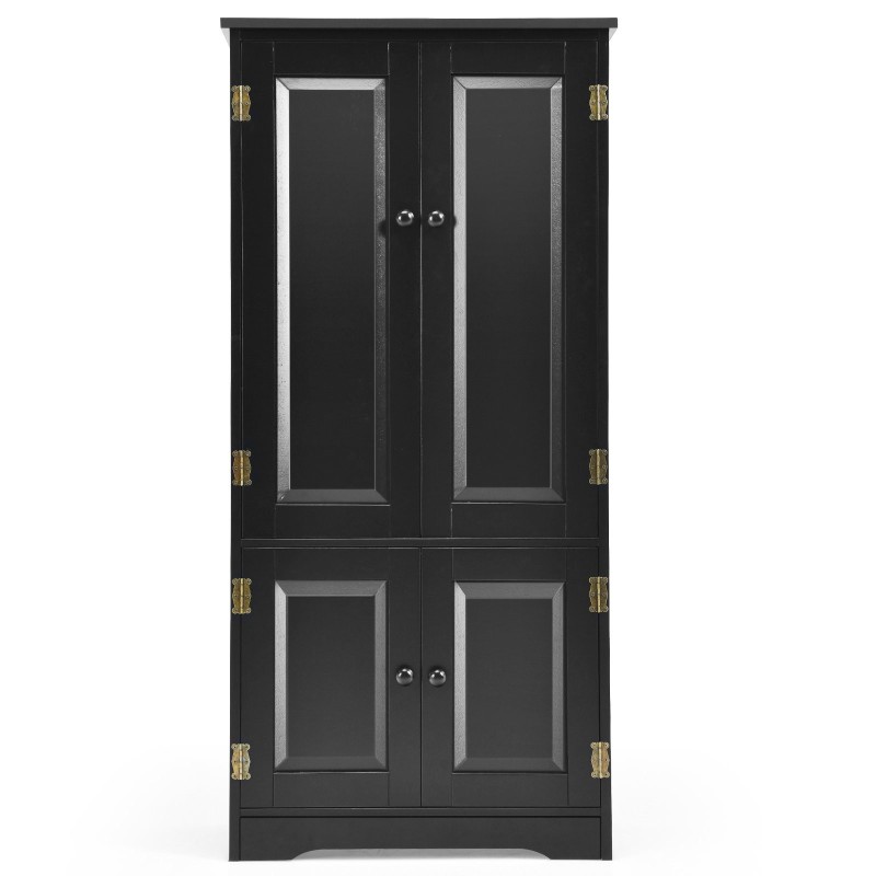 Musta monikäyttöinen kaappi säädettävillä hyllyillä