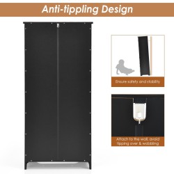 Musta monikäyttöinen kaappi säädettävillä hyllyillä