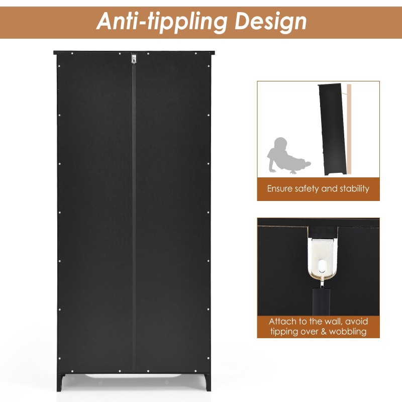 Musta monikäyttöinen kaappi säädettävillä hyllyillä