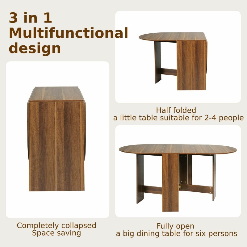 Monikäyttöinen ruskea taitettava puupöytä tilansäästöön