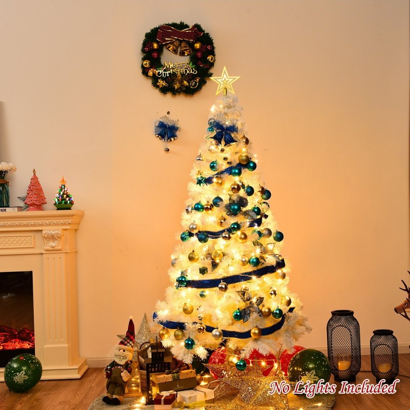 Valkoinen keinotekoinen joulukuusi metallijalustalla 5 jalkaa