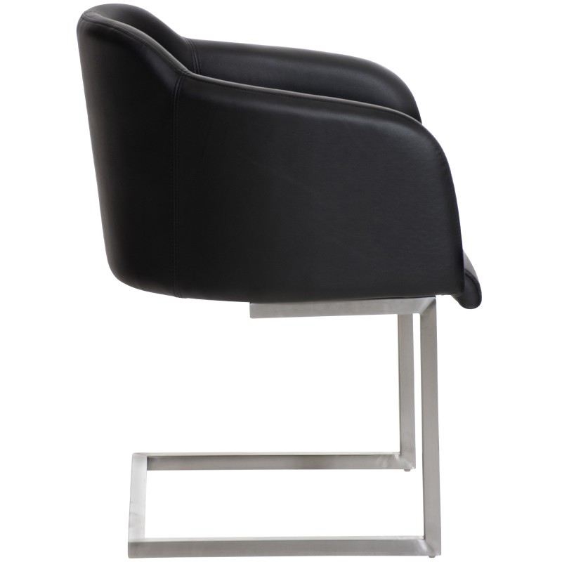 Magnus keinonahkainen vierailutuoli keinuvalla teräsrungolla