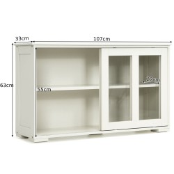 Monikäyttöinen sideboard liukuovilla, kermanvalkoinen, MDF-materiaali