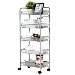 Harmaa 5-tasoinen rullakärry keittiöön ja toimistoon