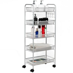 Harmaa 5-tasoinen rullakärry keittiöön ja toimistoon