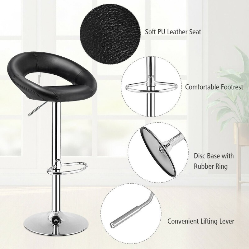 Kääntyvät mustat baarijakkarat, korkeussäädettävät ja mukavat