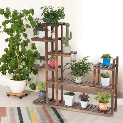 Monitasoinen ruskea puinen kukkateline sisä- ja ulkokäyttöön