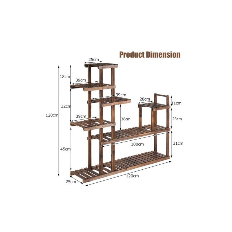 Monitasoinen ruskea puinen kukkateline sisä- ja ulkokäyttöön