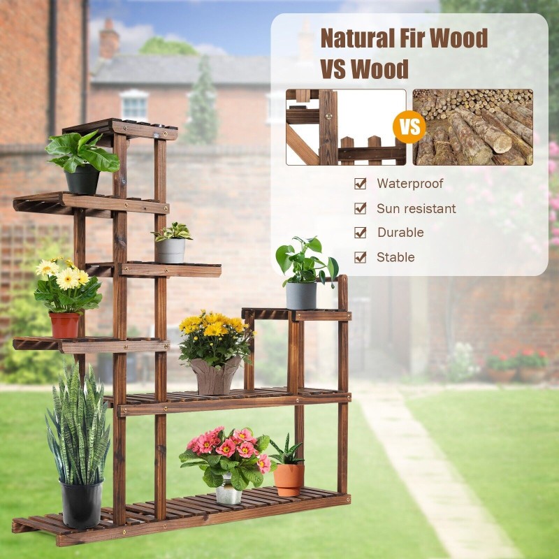 Monitasoinen ruskea puinen kukkateline sisä- ja ulkokäyttöön