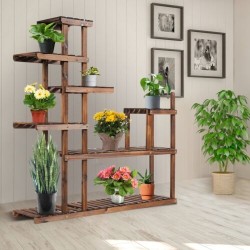 Monitasoinen ruskea puinen kukkateline sisä- ja ulkokäyttöön