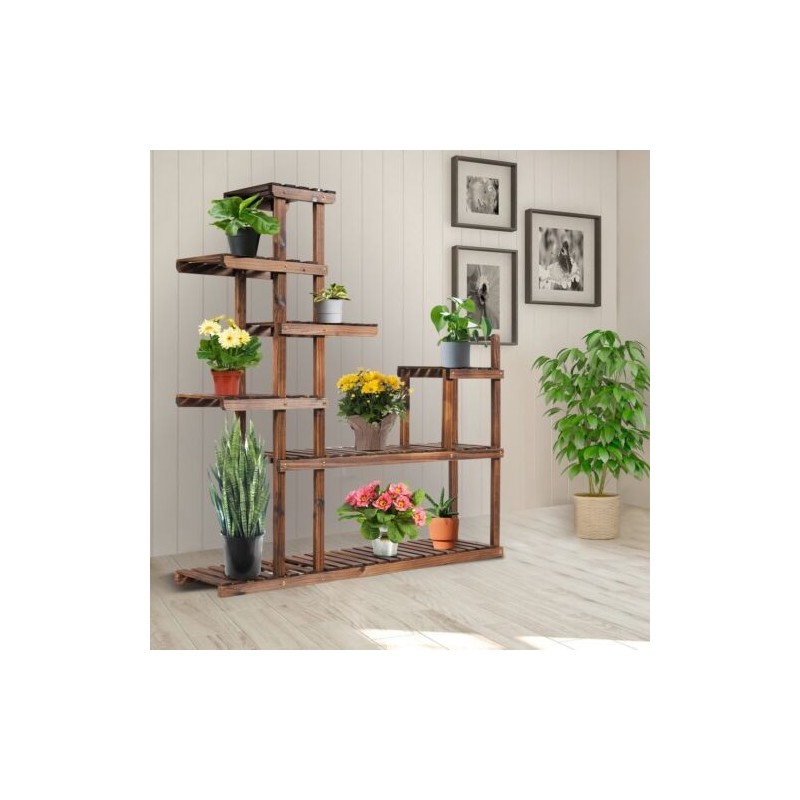 Monitasoinen ruskea puinen kukkateline sisä- ja ulkokäyttöön