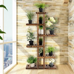 Monitasoinen puinen kukkateline sisä- ja ulkokäyttöön