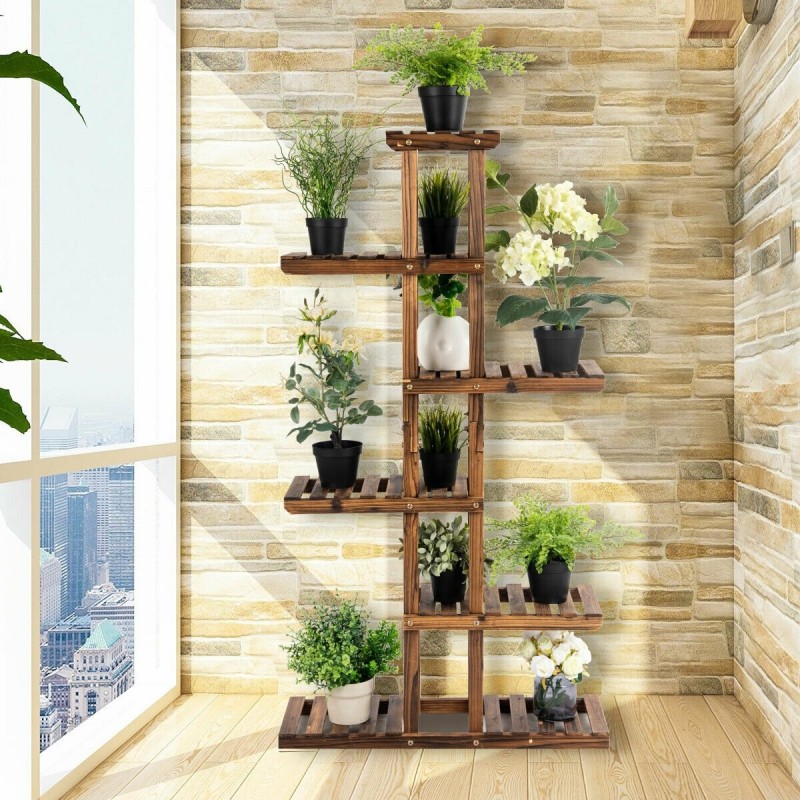 Monitasoinen puinen kukkateline sisä- ja ulkokäyttöön