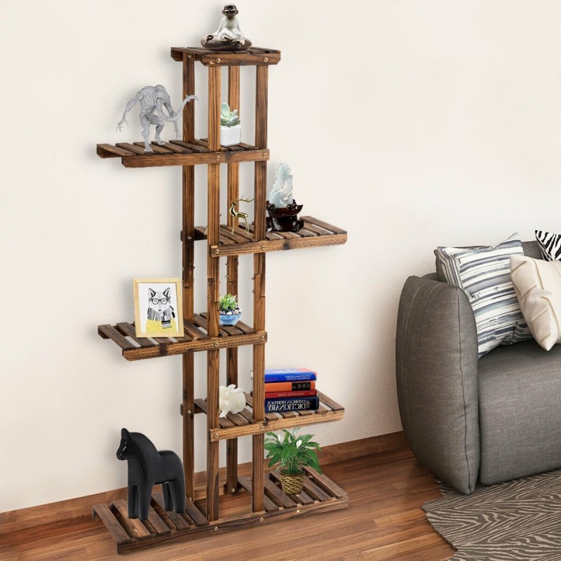 Monitasoinen puinen kukkateline sisä- ja ulkokäyttöön