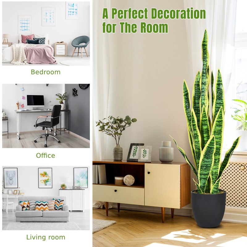 Keinotekoinen käärmeenkasvi ruukussa, 93 cm, keltainen, realistinen