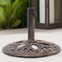 Pronssinen valurautainen aurinkovarjoteline, vakaa ja tyylikäs design