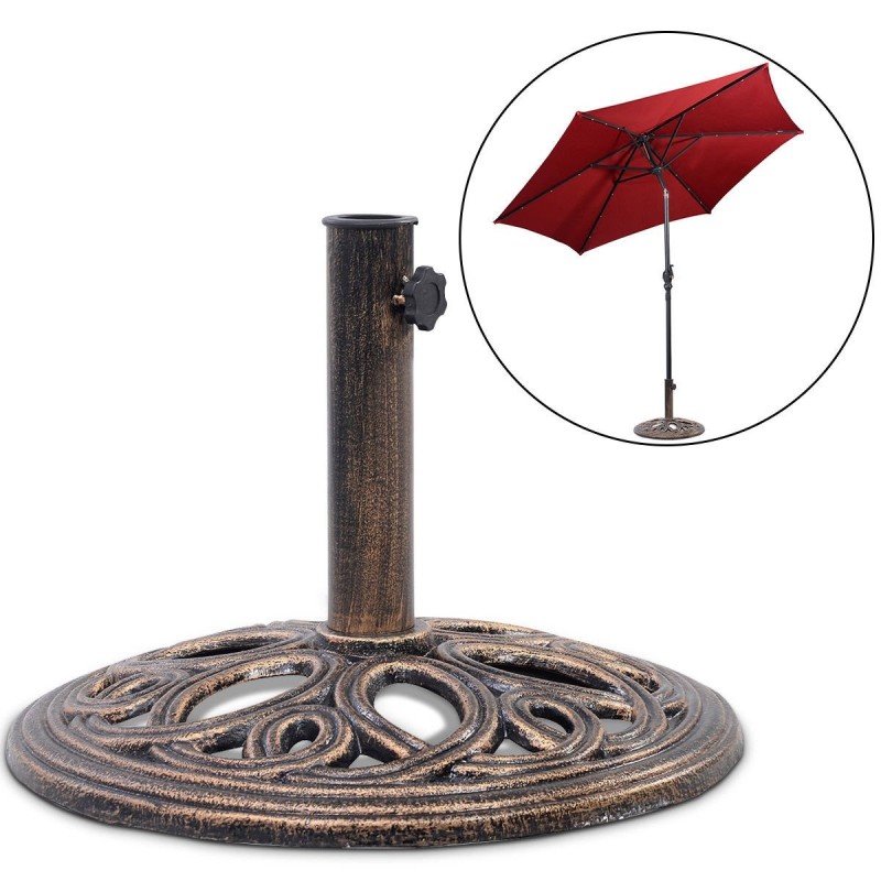 Pronssinen valurautainen aurinkovarjoteline, vakaa ja tyylikäs design