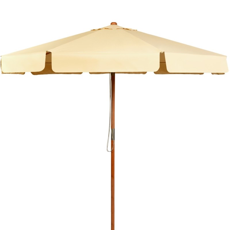 Säädettävä 300 cm beige pation aurinkovarjo pyökkipuulla