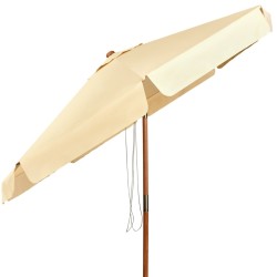 Säädettävä 300 cm beige pation aurinkovarjo pyökkipuulla