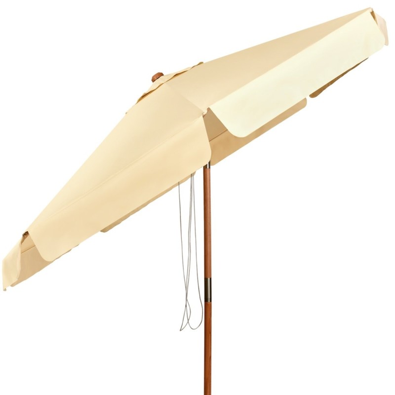 Säädettävä 300 cm beige pation aurinkovarjo pyökkipuulla