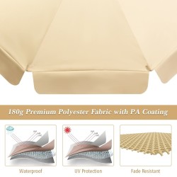 Säädettävä 300 cm beige pation aurinkovarjo pyökkipuulla