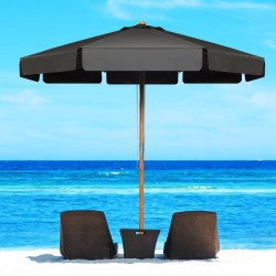 Säädettävä harmaa 300 cm patio-varjo pyökkipuuvarrella