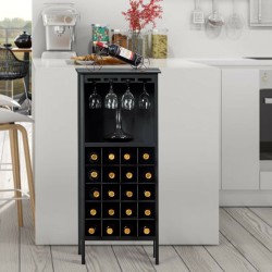 Kolonialistinen musta puinen viinikaappi 20 pullolle