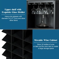 Kolonialistinen musta puinen viinikaappi 20 pullolle