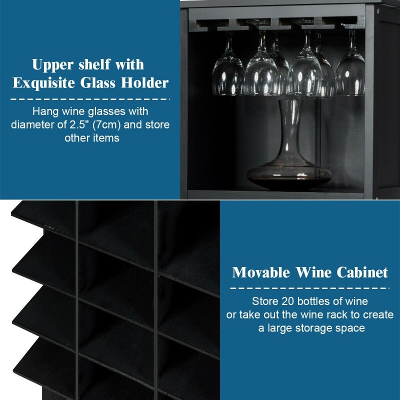 Kolonialistinen musta puinen viinikaappi 20 pullolle