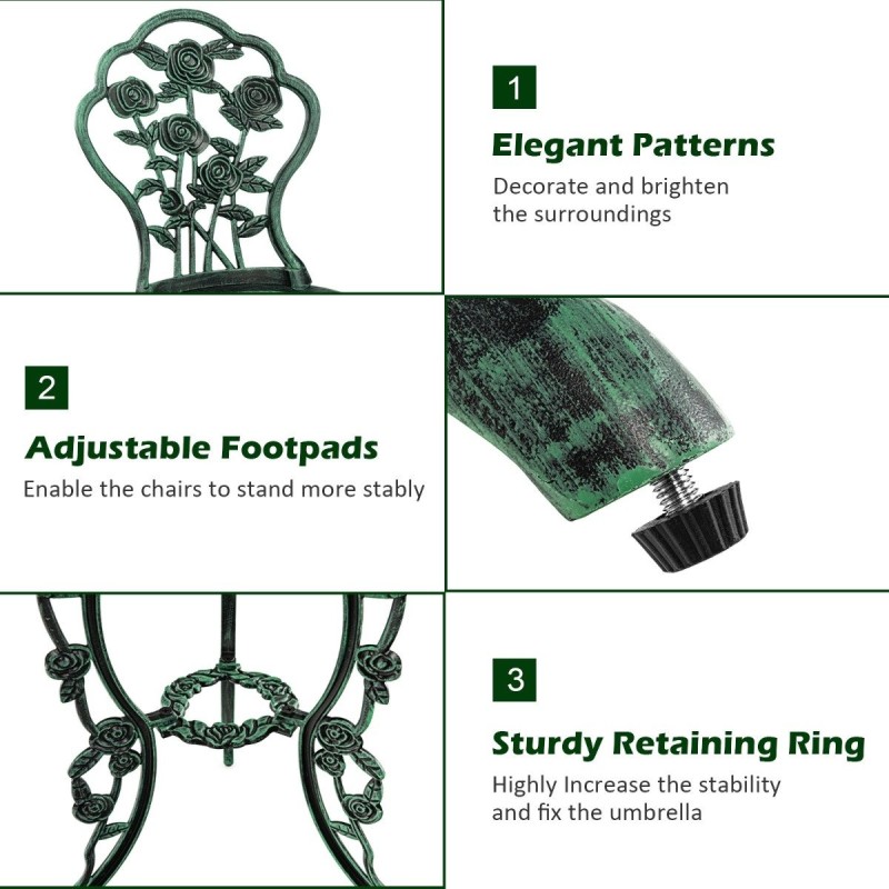 Antiikkinen patina bistrosarja puutarhaan, 3-osainen setti