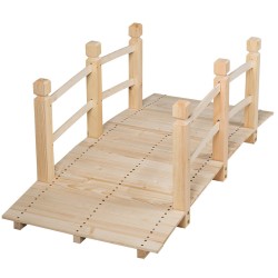 Puutarhasilta luonnonpuusta kaiteilla 150 cm säänkestävä